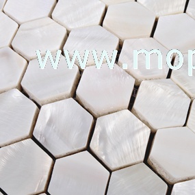 6MM thickness Hexagonal shape pure white mother of pearl mosaic