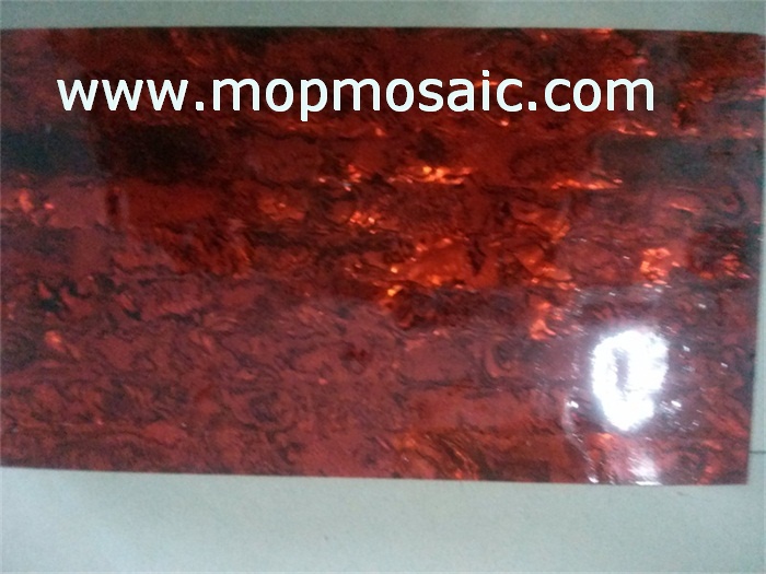 Dyed red color paua shell veneer