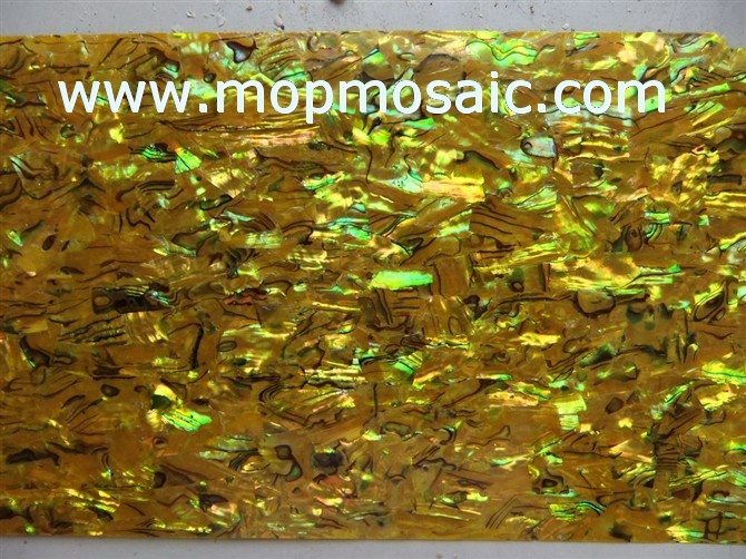 Dyed goldenrod abalone shell sheet